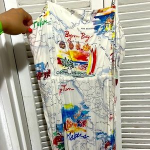 Gap Map Print Multicolored Travel Casual Midi Dress, never worn with tag!